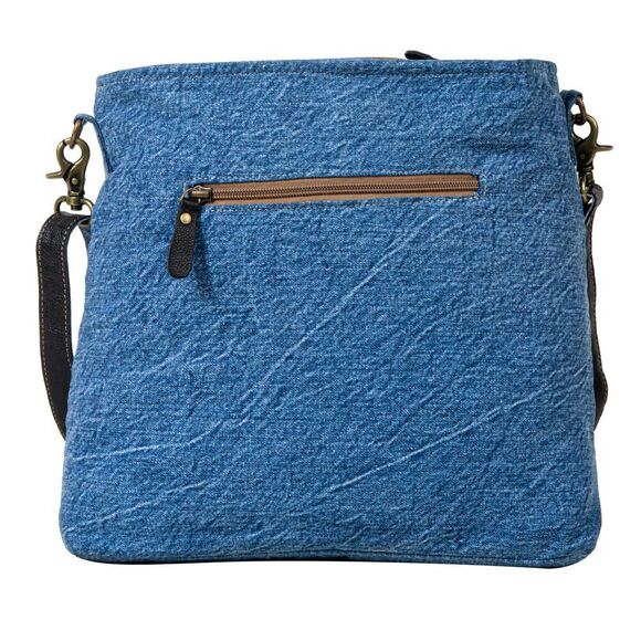 Myra Bag Handmade Country Shoulder Bag Upcycled Canvas & Cowhide Leather - Picture 4 of 16